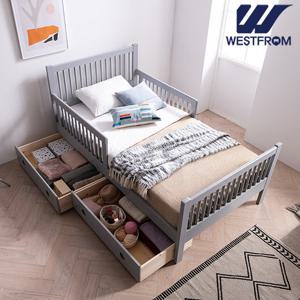 웨스트프롬 뮤뮤 원목침대 가드형 SS+리버 매트 SS (서랍 포함)