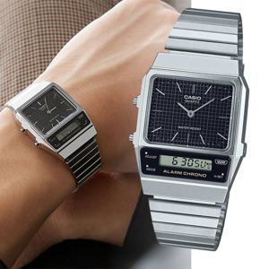 카시오 빈티지 AQ-800E-1A 레트로 공용 아나디지 메탈 손목시계