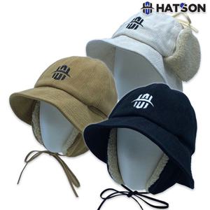햇츠온 H24-351 코듀로이 귀마개 버킷햇 모자