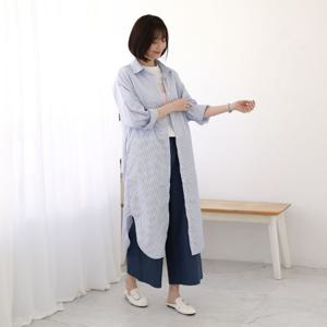 [웬디즈갤러리]핑크스 스트라이프 롱 셔츠 JSH106