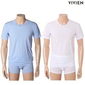 [비비안(언더웨어)][대박할인] Aqua-X 쿨링 기능성 남성반팔런닝&드로즈 2컬러택1 RU1691T PT