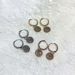 (SILVER925 은침) 달랑 라운드큐빅 귀걸이