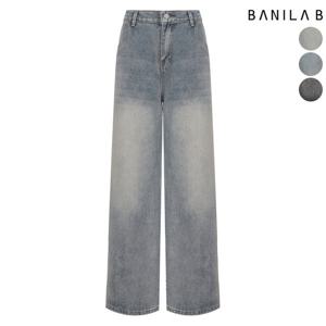 [바닐라비] 뮤트 워싱 밴딩 와이드 데님 팬츠