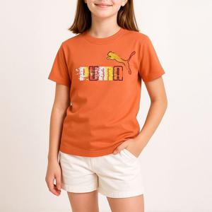 [푸마 주니어]푸마 키즈 에센셜플러스 퓨처버스 로고 아동 주니어 반팔 티셔츠 핫히트 오렌지 676827-60