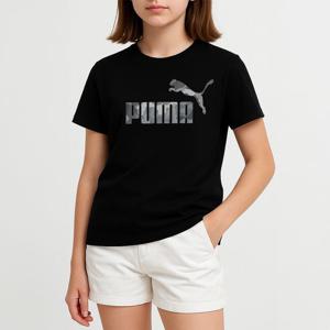 [푸마 주니어]푸마 PUMA 에센셜플러스 카모 로고 K 아동 주니어 반팔티 블랙 676869-01