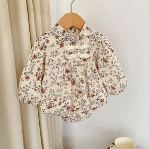 [조이멀티]매듭단추 치파오 아동 플라워 바디슈트 205312