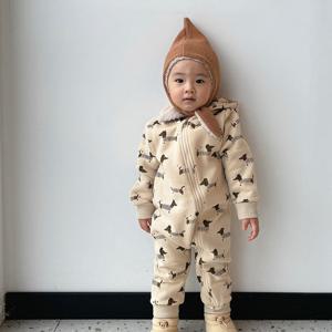 [조이멀티]닥스훈트 아동 외출복 후드 집업 기모 우주복 205324