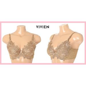 [비비안(언더웨어)](볼륨업)예쁜가슴골 매끈한등라인 꾸띄르 화려한수입레이스 골드 브라BR955A