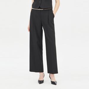 [시슬리] 레만 벨티드 와이드 턱 팬츠_SAPT06411BK