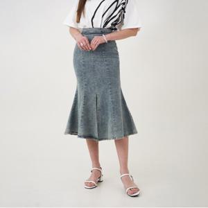 [막스까르띠지오] 앞슬릿 머메이드 스판 데님스커트