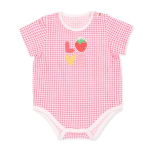 오가닉맘 핑크하트체크반소바디수트- MJMLQS02