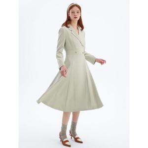 [올리브데올리브]핏앤 플레어 오픈 칼라 원피스(OW4SO210)