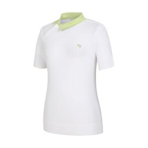 [엘르골프]23년 여성 사선조직 변형폴로 반팔 스웨터 [6J43604]