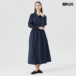 [비엔엑스]카라넥 셔링 버튼업 셔츠 롱 원피스 (BV1OP012L0)
