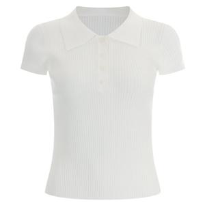 샵앤) 골지 여성 카라 반팔 니트 티셔츠 BOM-WKN-11969-아이보리