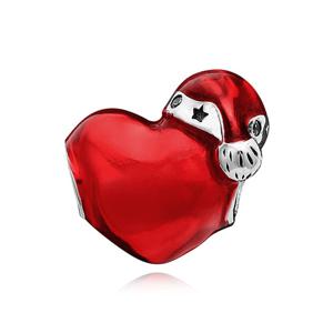 판도라 참 792336C01 메탈릭 레드 크리스마스 하트