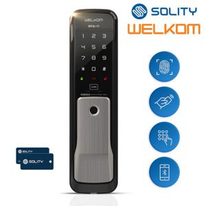 솔리티 웰콤 지문인식 무타공 디지털도어락 WP-530B 카드키2개+번호키 블루투스(옵션) 지문인식0.9초 푸시풀 도어록 내부이중잠금 푸시바잠금 강력한 내구성 현관문도어락