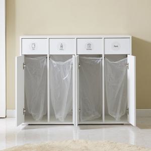 퓨어 분리수거함 수납장1060 가정용 업소용 재활용 쓰레기통 4칸 스윙도어 다용도 편의점 회사 사무실 탕비실 커피머신 전자렌지받침 셀프바 [70L 비닐봉지 증정]