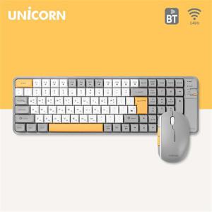[유니콘]트렌디한 블루투스 무선 키보드 마우스세트 2.4G+BT 저소음 충전식 BK-1000SB