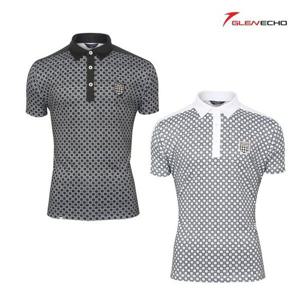 그렌에코 남성 펀칭 원단 체크 반팔티셔츠 GES24504