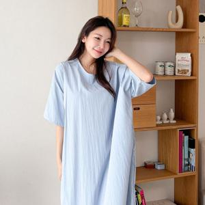 샵앤) 빅사이즈 드롭숄더 반팔 롱원피스 AMI-WDR-3337-옐로우