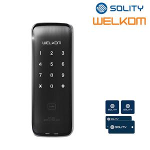 솔리티 웰콤 디지털도어락 WR-202 카드키4개+번호키 0초즉시잠금 도어록 내부이중잠금 허수기능 고온감지 전기충격무력화 강력한 내구성 현관문 도어락
