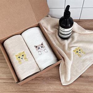 송월 야옹프렌즈 세면타월 2매선물세트(크라프트)