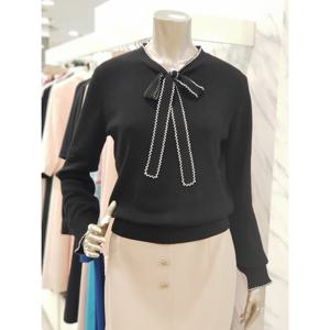 [미니멈]리본 배색 자수 니트 MXCGKU7250