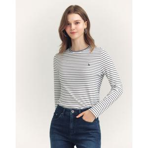 헤지스 여성 24FW스트라이프 긴소매 티셔츠 아이보리 HSTS4CC73IV