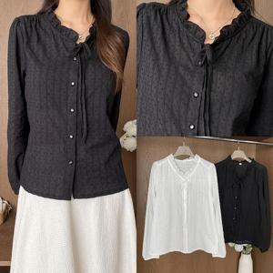 위쉬몰 YP 타일펀칭프릴리본남방(S481H407) 빅사이즈