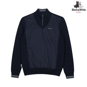 [블랙앤화이트] 남성 앞판 패딩퀼팅 방풍 풀오버 2322GXKC_NAVY