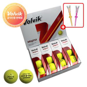 볼빅 NEW 마그마 옐로우 골프공 1더즌 + 토네이도 골프티 2개