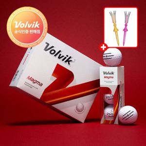 볼빅 NEW 마그마 화이트 골프공 1더즌 + 토네이도 골프티 2개