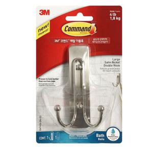 3M 코맨드 메탈 더블 훅(BATH36) 욕실걸이 타올 행거