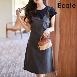 라일리 배색 반팔원피스_F45WOB008Z