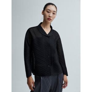 [플리츠미][플리츠미] 라운드 숄 카라 버튼 재킷_PPJKF024001