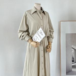 샵앤) 여성 카라넥 바스락 미디 스커트 DGB-WDR-3736-베이지