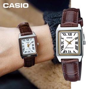 카시오 사각 데일리 정장 여자 가죽 손목시계 LTP-V007L-7B2