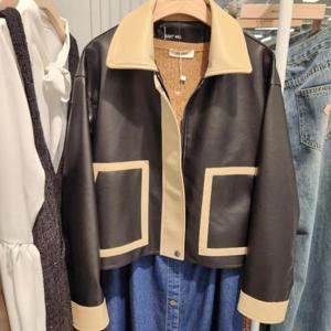 밀스튜디오 HC03 소매배색포인트 가죽자켓 LQ9LJR108