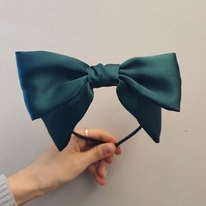 스타일링 헤어 왕리본 머리띠 다크그린