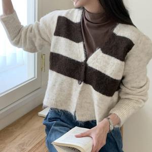 샵앤) 여성 Y 단가라 크롭 니트 가디건 SIU-WCD-3889-아이보리