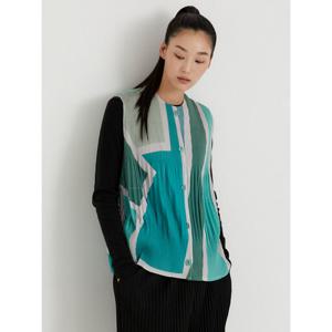 [플리츠미][플리츠미] 콜라주 프린트 버튼 베스트_PPVTF024005