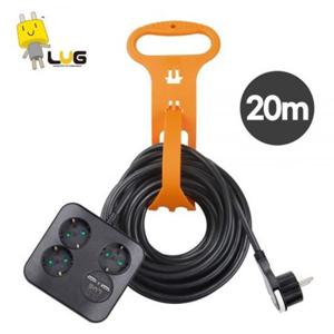 러그박스 콘센트 연장선 3구 USB 2포트 20M 1.5SQ (BK