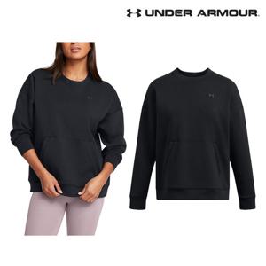 [언더아머(백)]여성 UA 스포츠스타일 니트 오버사이즈 맨투맨 크루 티셔츠 1389288-001