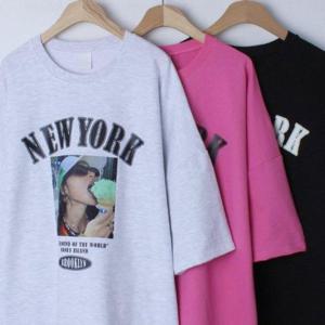 여성큰옷 305O306S 전사 아이스크림 반팔티 빅사이즈