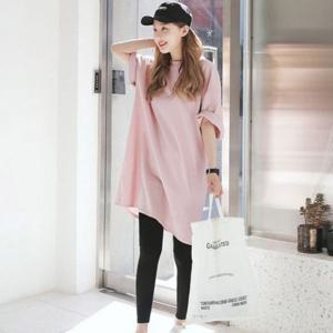 에라소 롱 티 티셔츠 밑단 옆 200418 트임 핑크