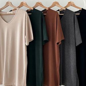 코튼 306P527S 반팔티 브이 롱 무지 빅사이즈 여성큰