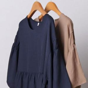 빅사이즈 블라우스 307I883S 셔링 린넨