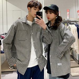 남성남방 체크무늬 셔츠 캐주얼남방 커플티 오버핏