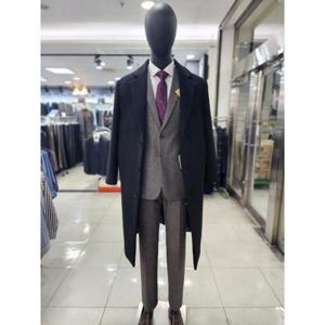 컴스페이스 세이브존06 빅사이즈 130 울 블렌드 싱글 코트 블랙 MWWEA01X